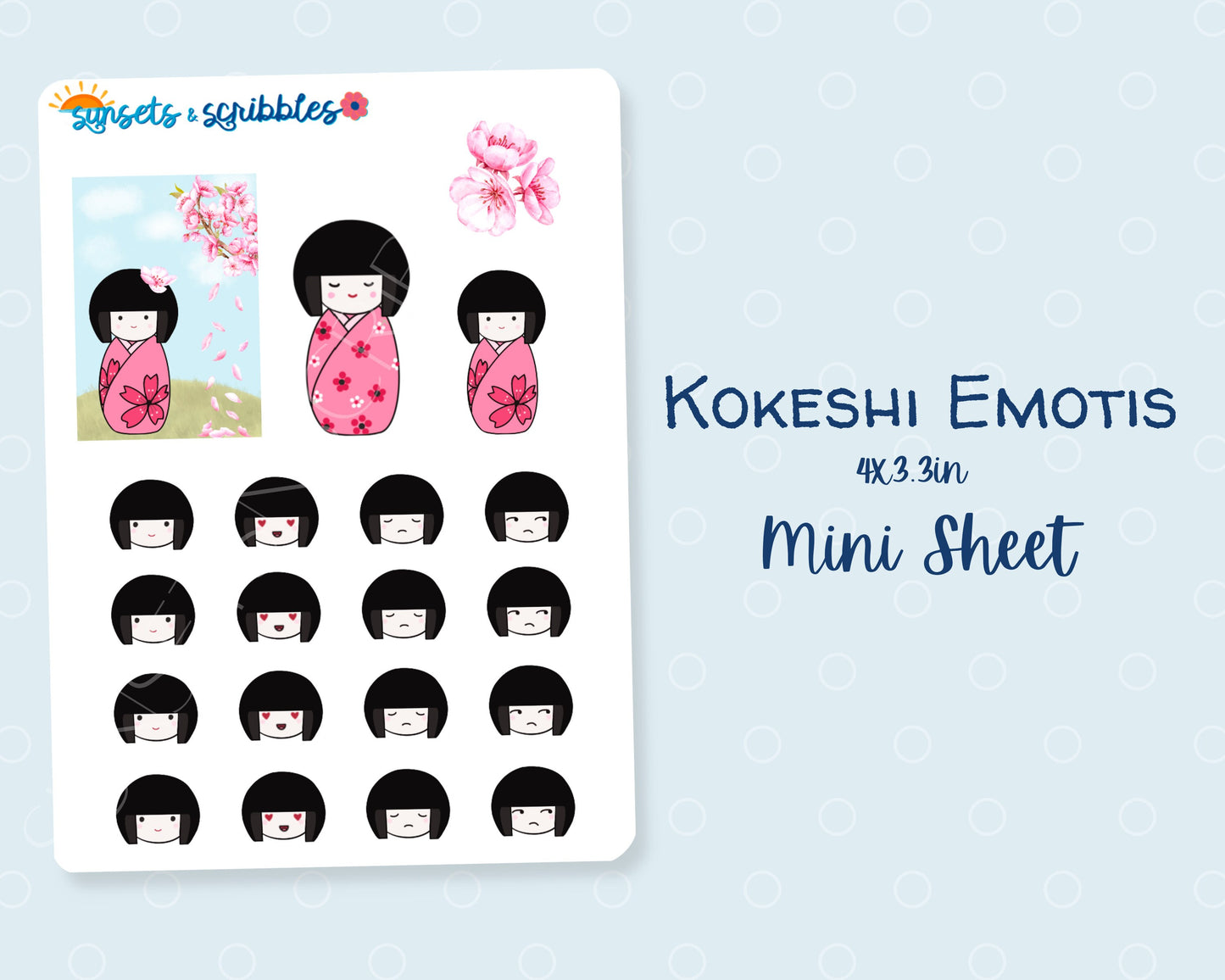 Emoti Kokeshi Doll Stickers