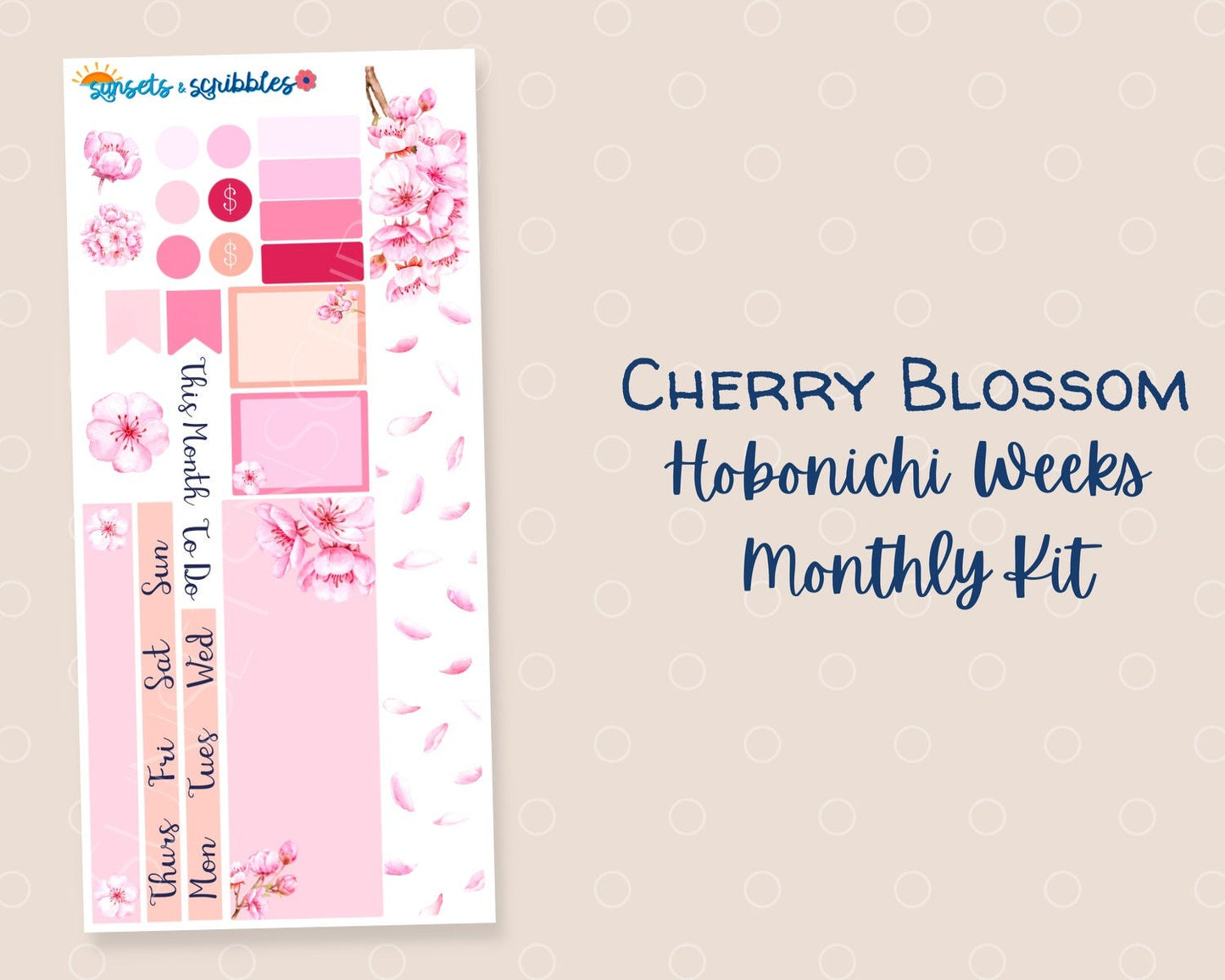Cherry Blossom Hobonichi Weeks Planner Stickers