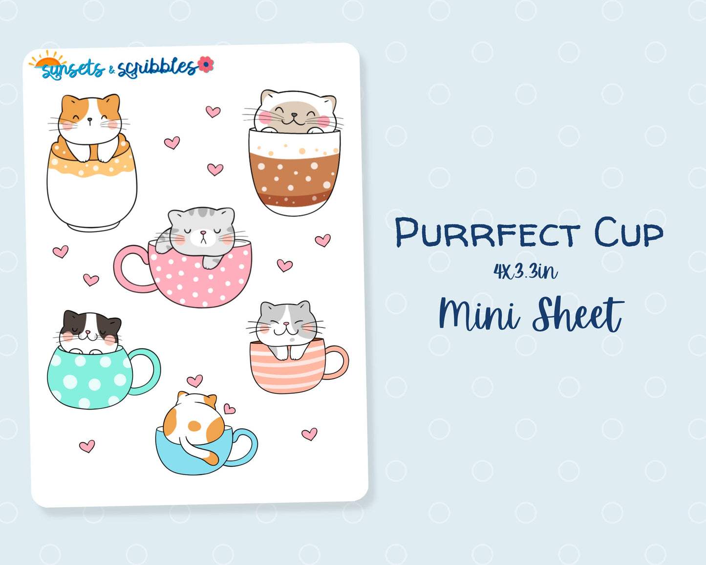 Coffee Cup Cat Stickers