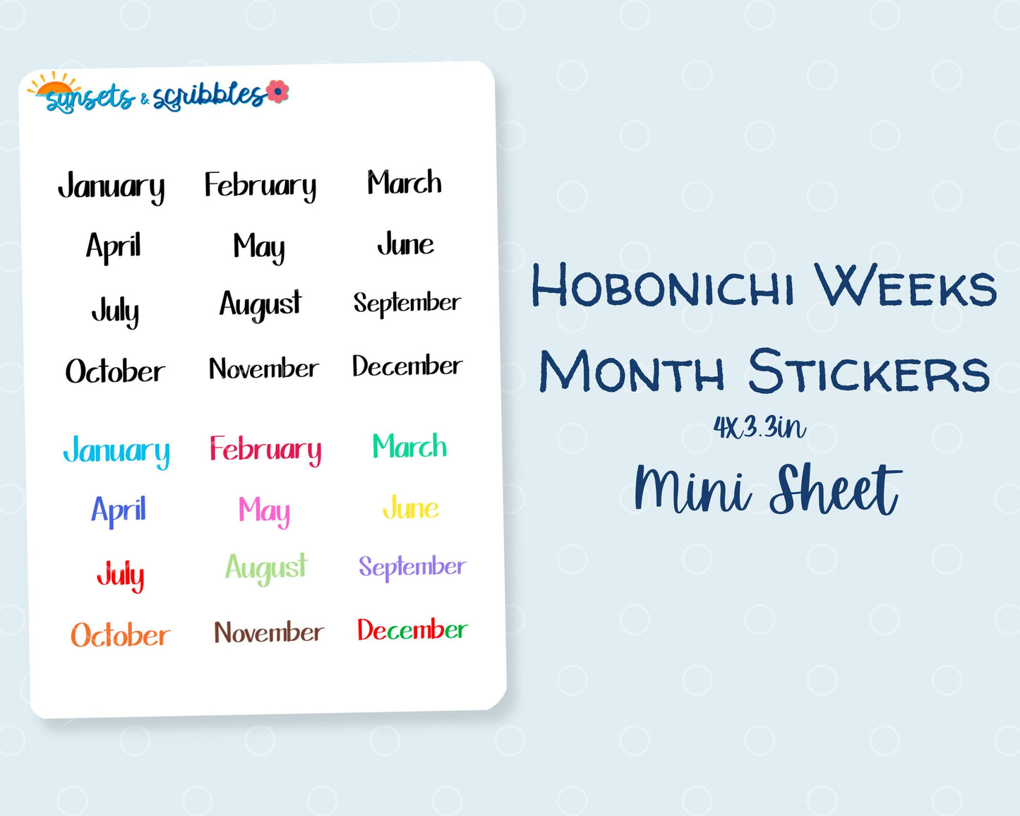 Small Month Stickers