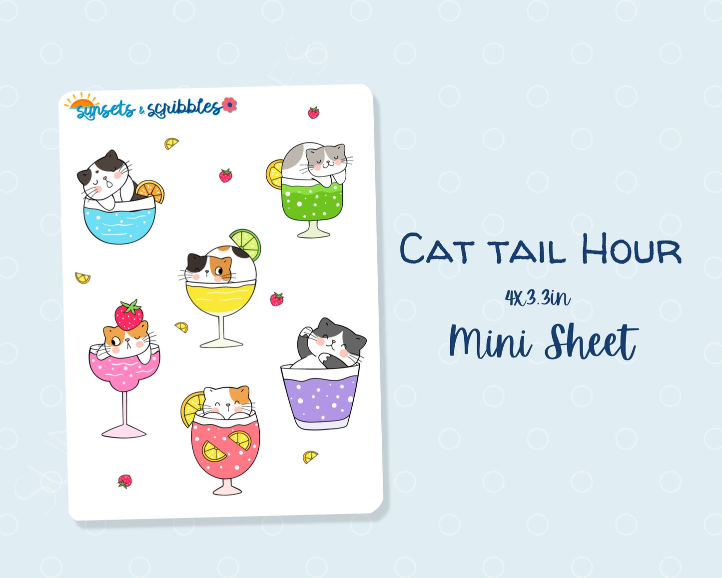 Cocktail Glass Cat Stickers