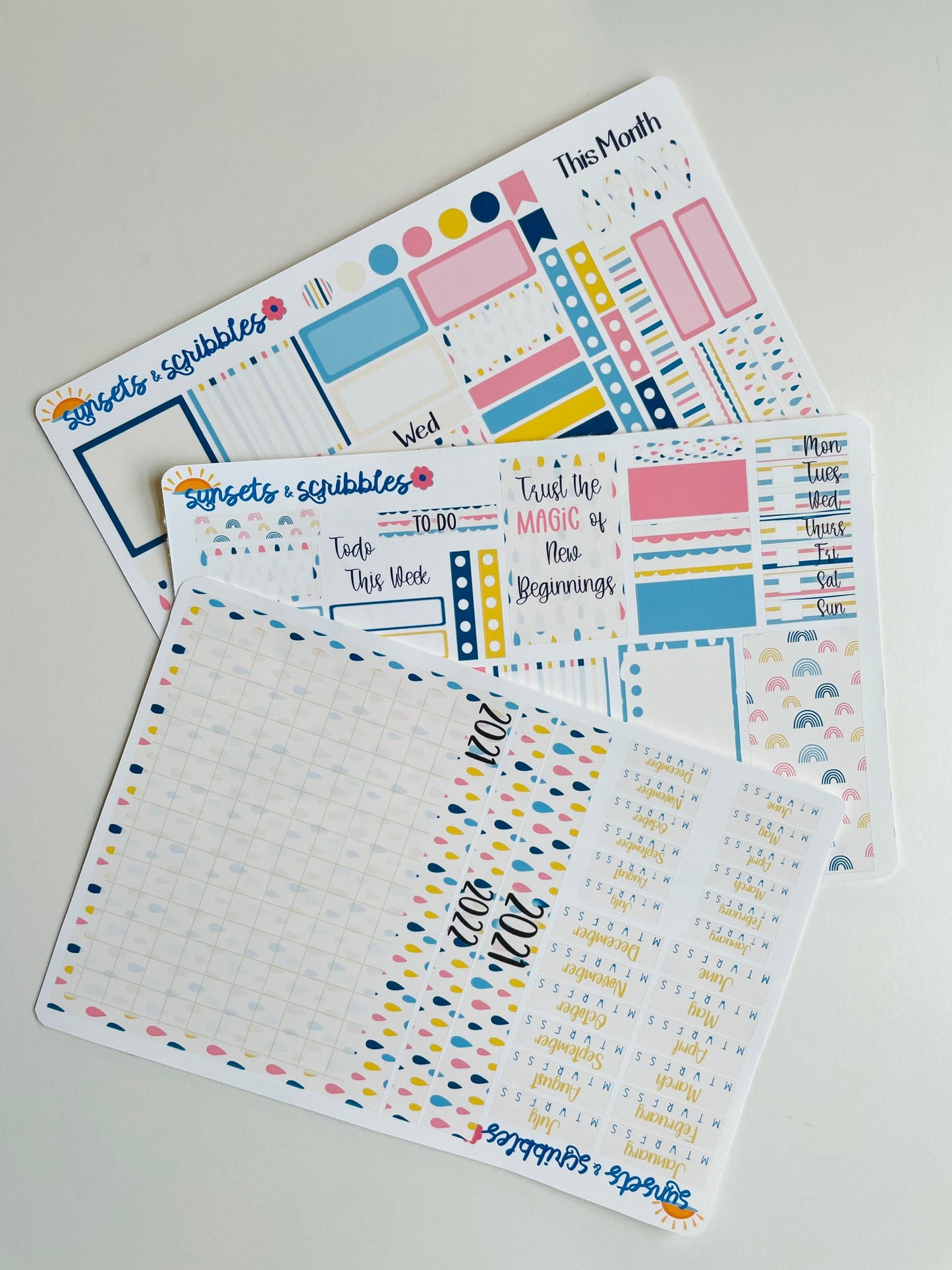 Boho Raindrops Hobonichi Cousin Monthly Planner Stickers