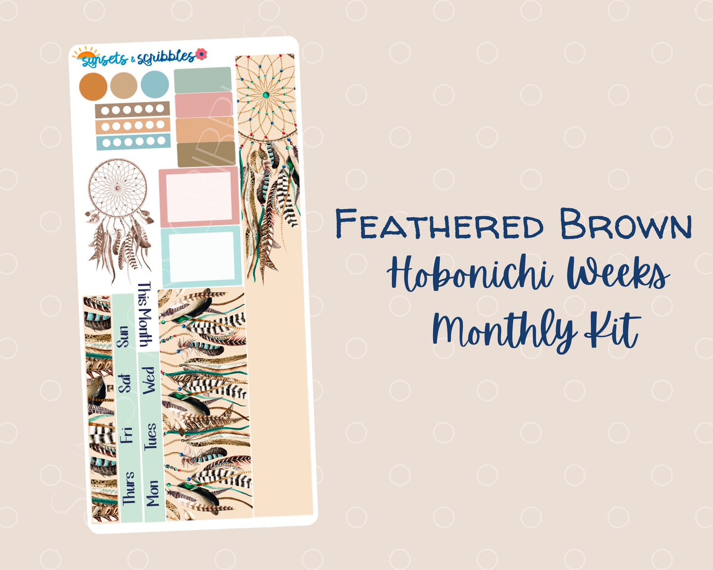 Feathered Brown Hobonichi Weeks Monthly Planner Sticker