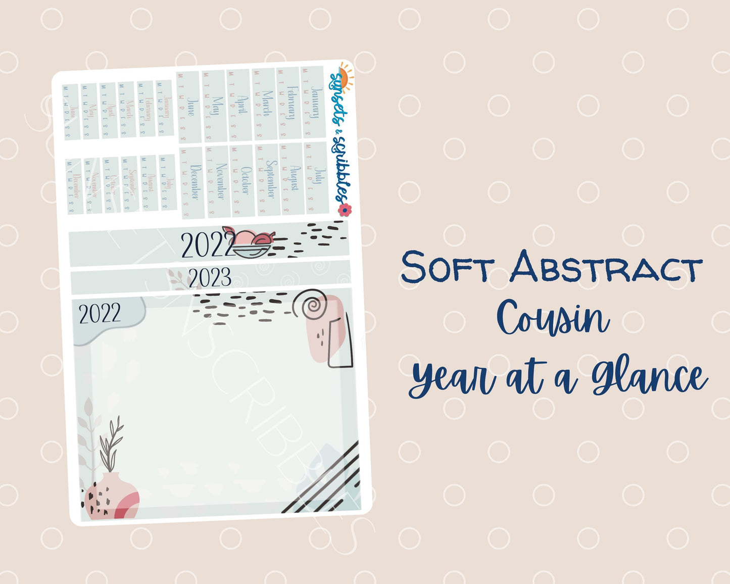 Soft Abstract Hobonichi Cousin Year-at a-Glance Stickers