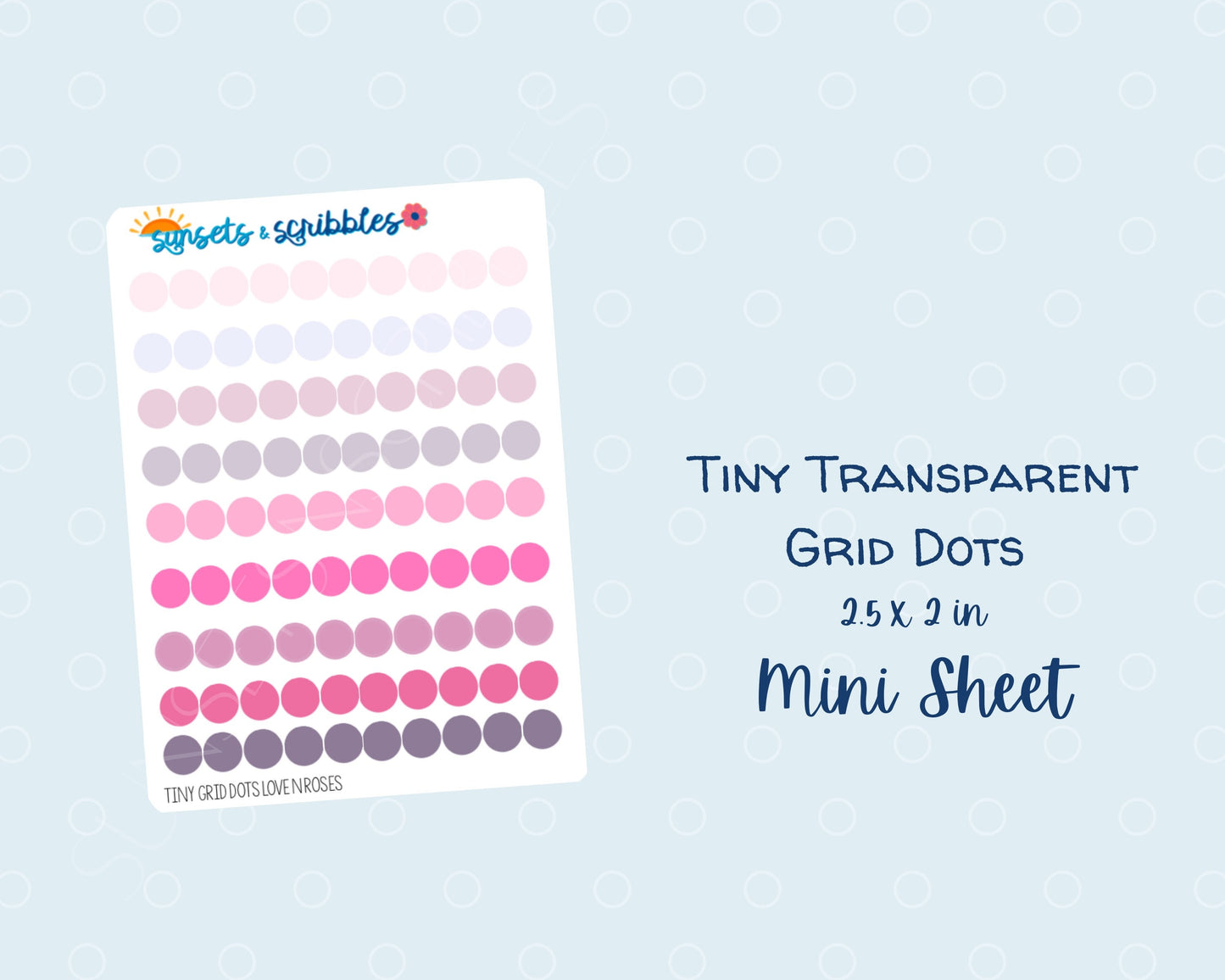 Tiny Translucent Grid Dot "Love ‘n Roses" Color-Way Stickers