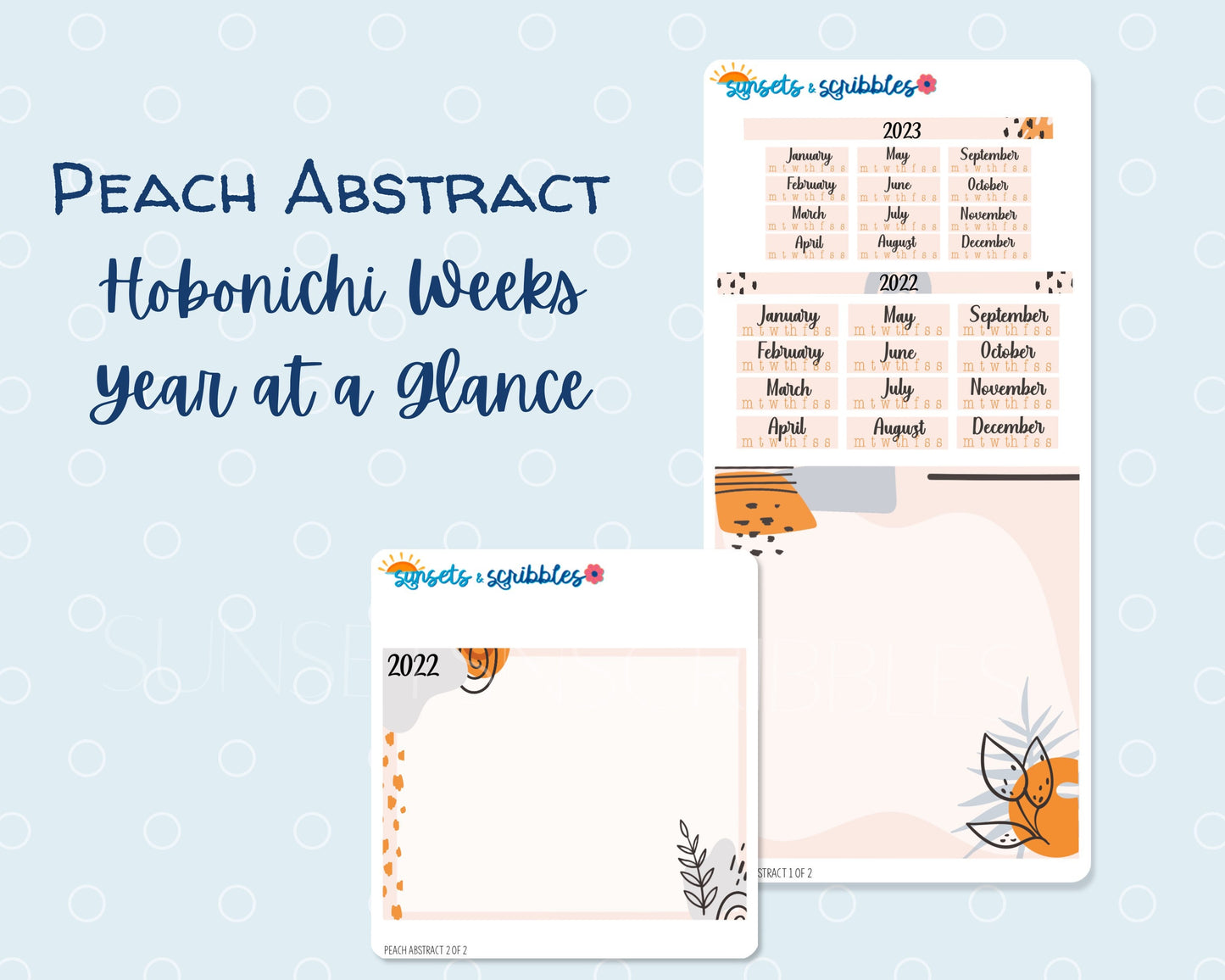 Peach Abstract Hobonichi Weeks Year-at-a-Glance | 2023 | 2024 | 2025