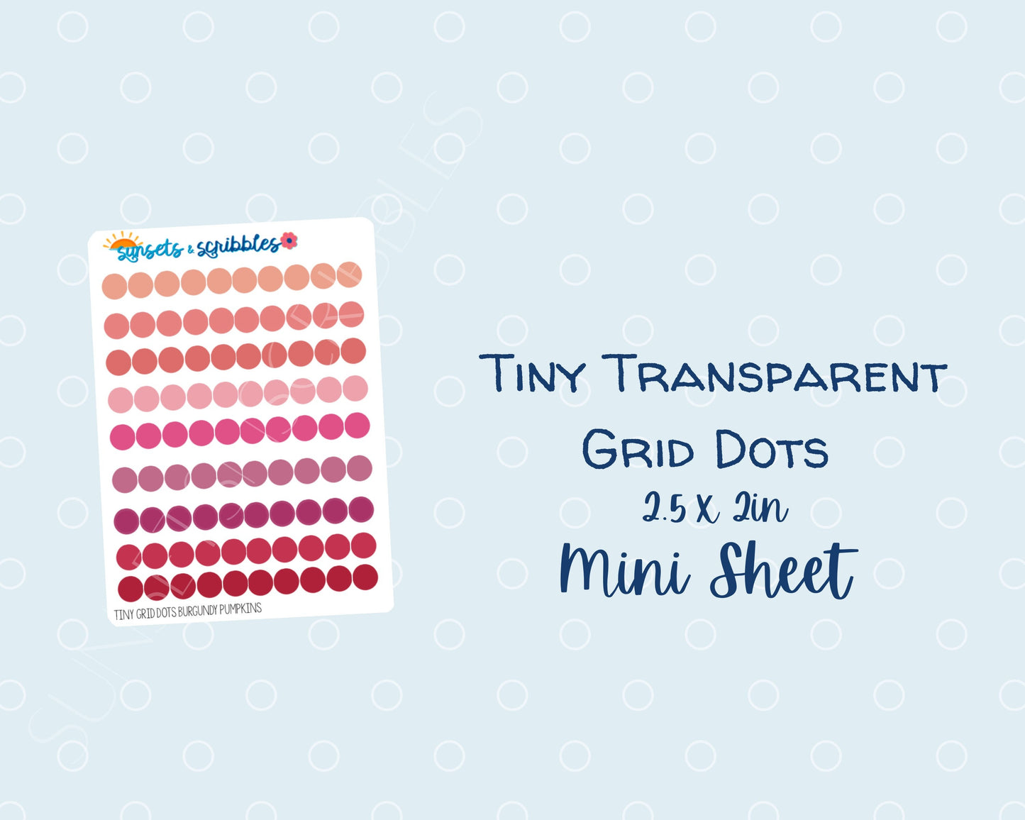 Tiny Translucent Grid Dot 'Burgundy Autumn' Color-Way Stickers