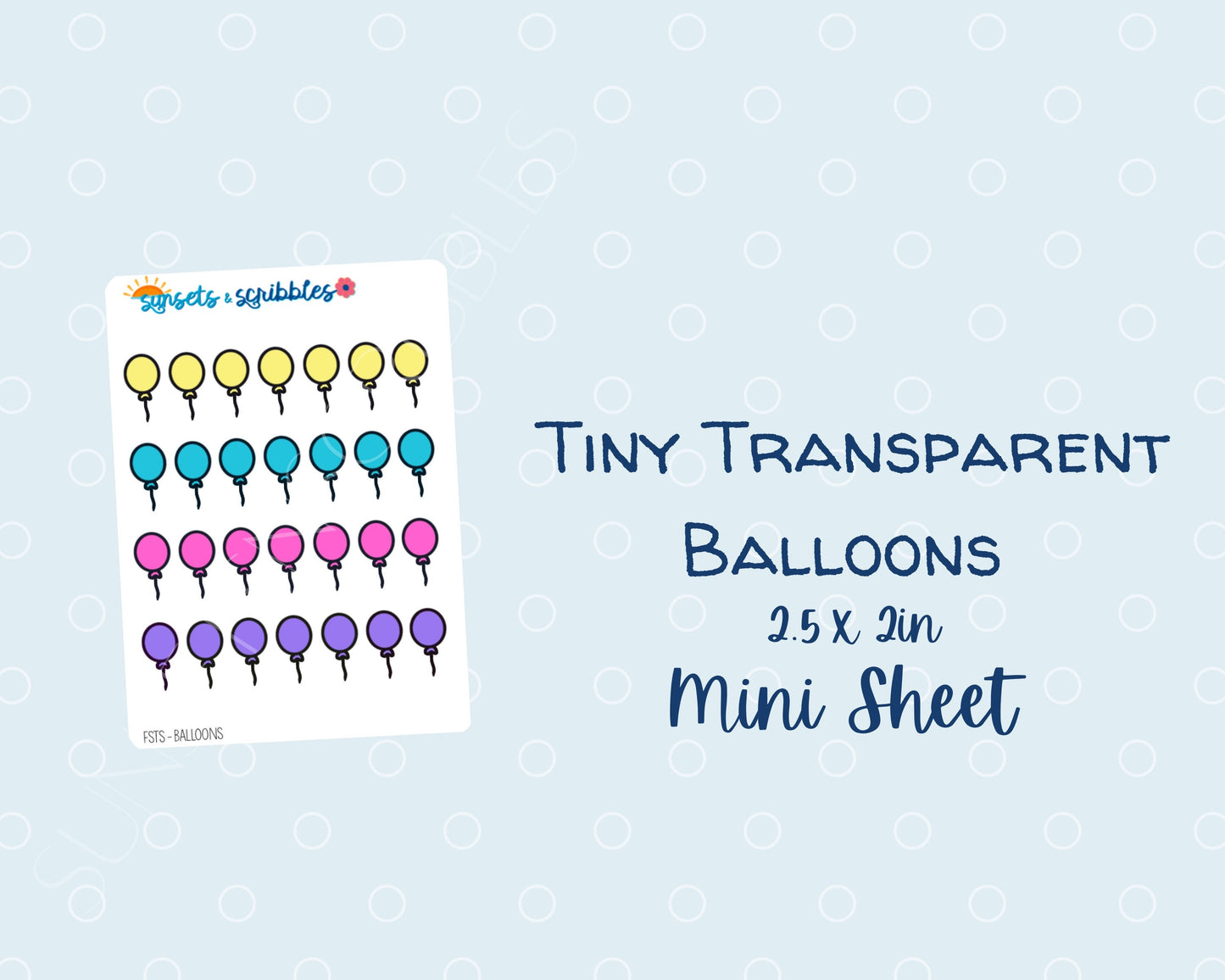 Tiny Translucent Balloons Planner Stickers