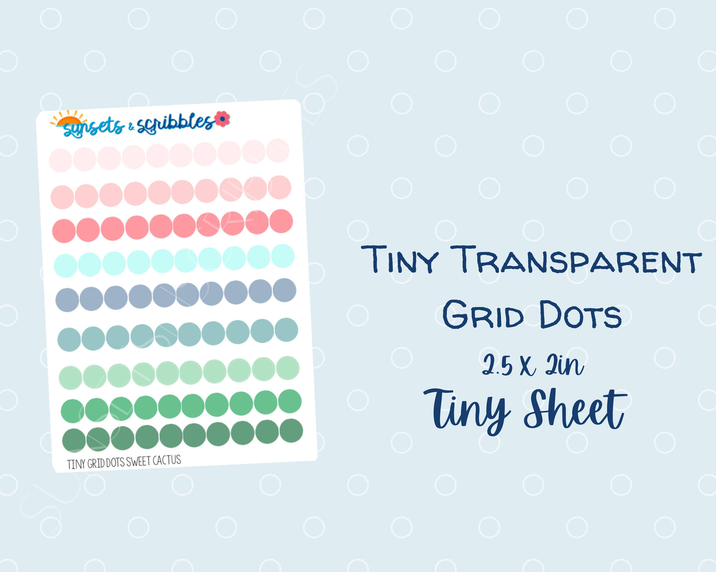 "Sweet Cactus" Color-Way Tiny translucent Grid Dots Stickers