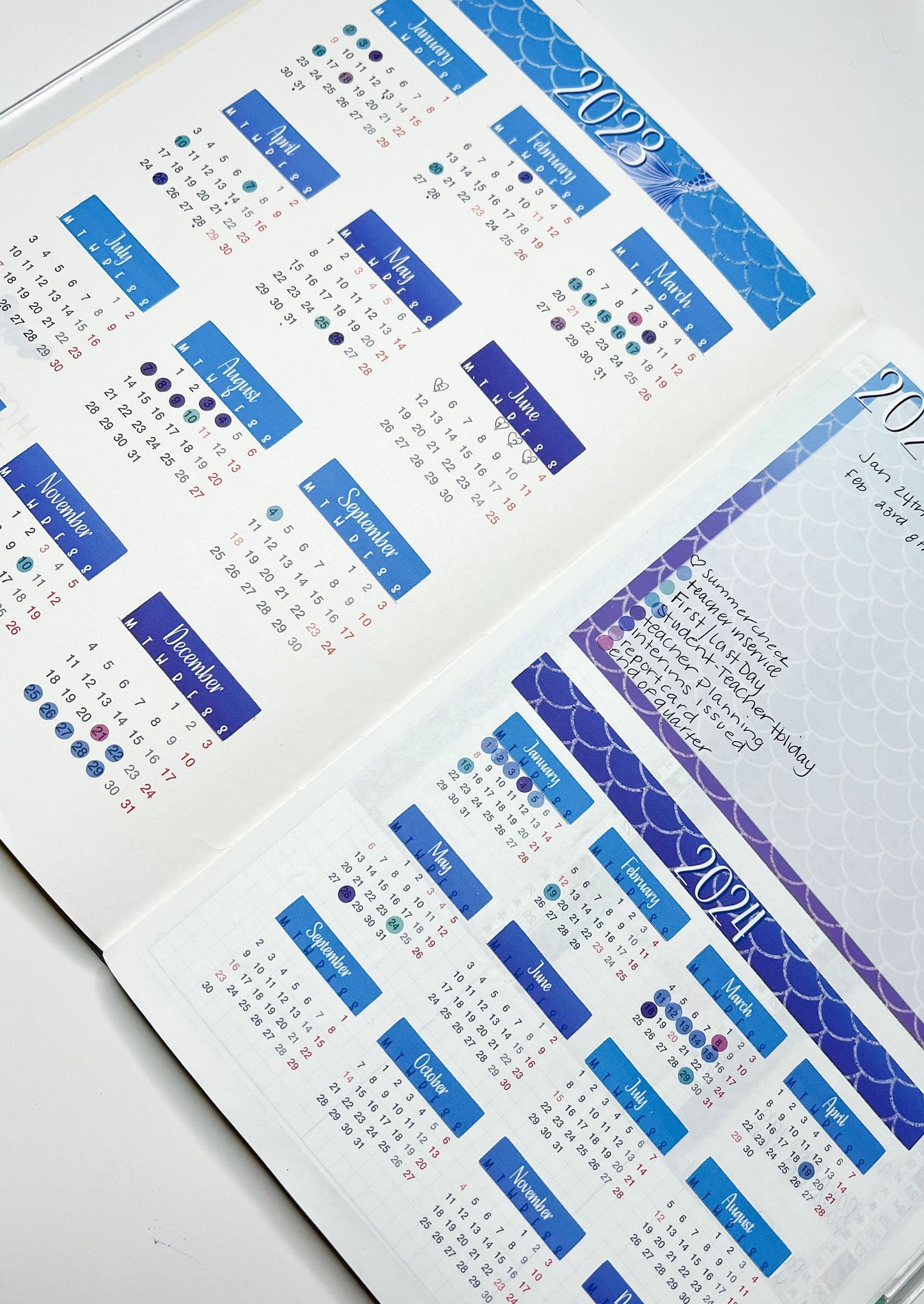 Mermaid Hobonichi Cousin Year-at-a-Glance Planner Stickers 2023, 2024, 2025