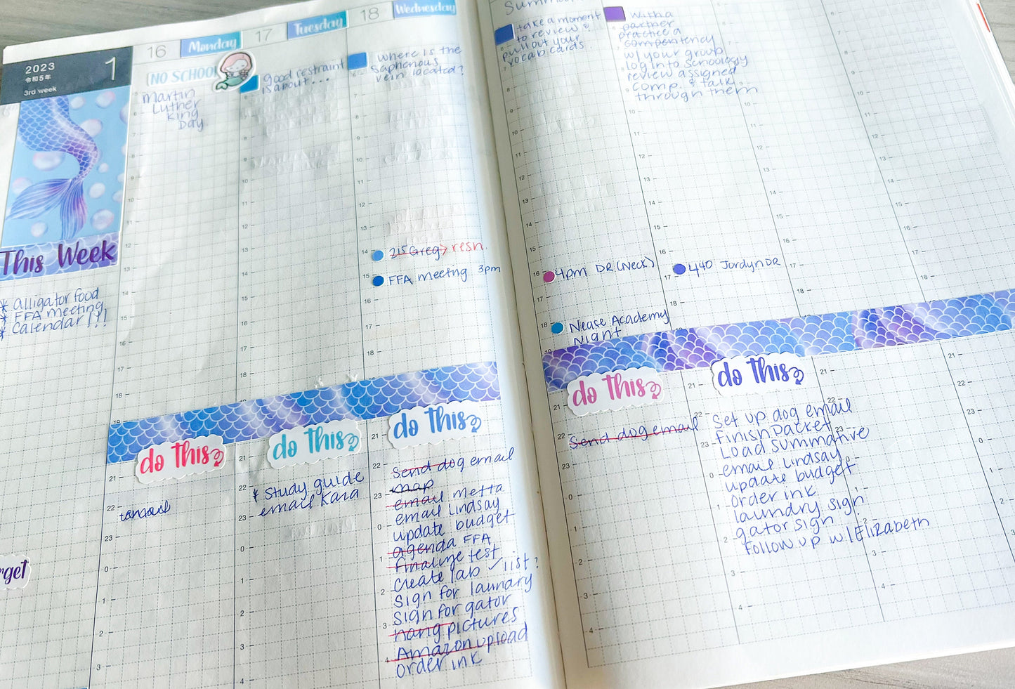 Mermaid Hobonichi Cousin Weekly Planner Stickers