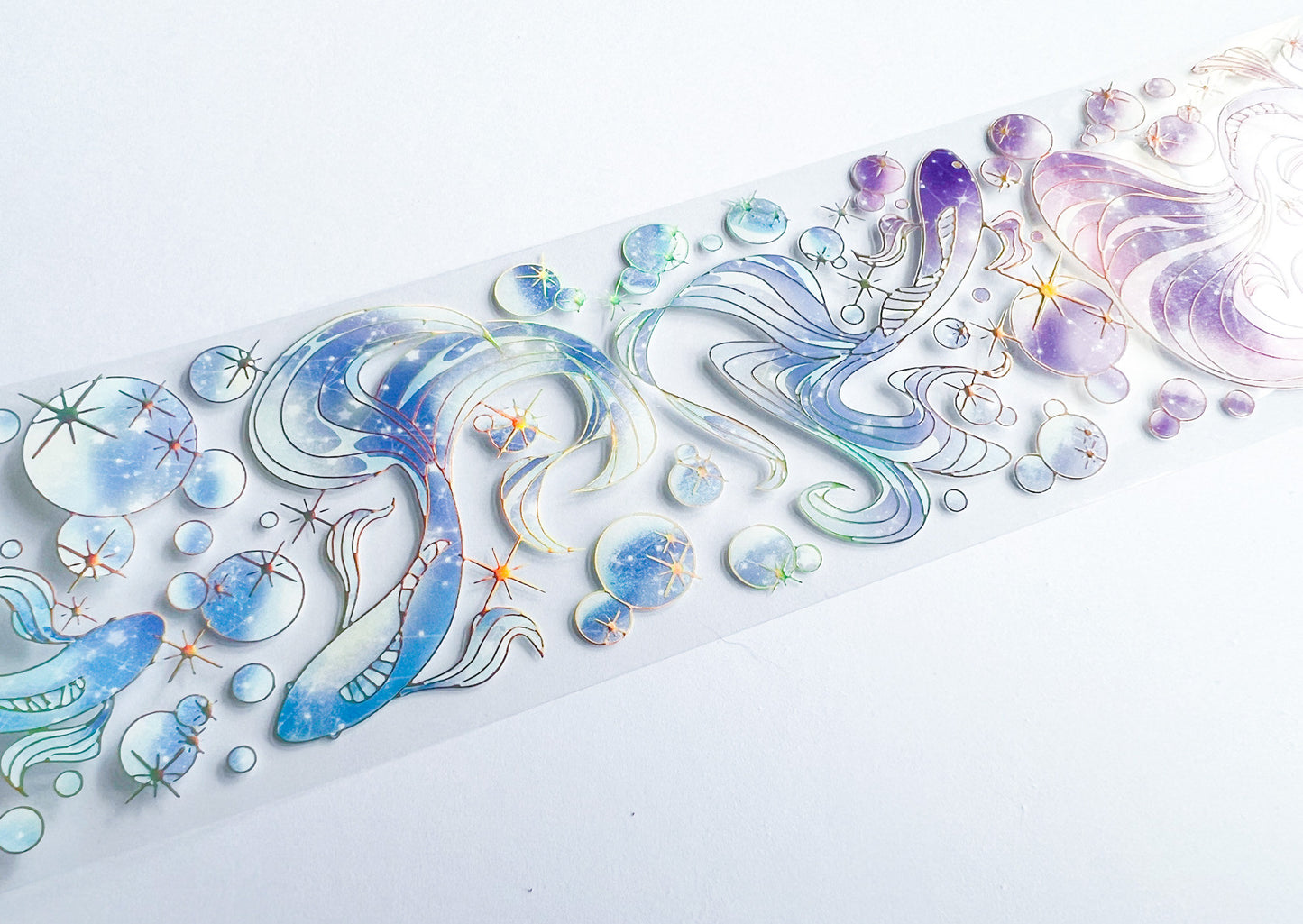 Dreamy Koi Fish PET Decorative Tape with Foil Accents