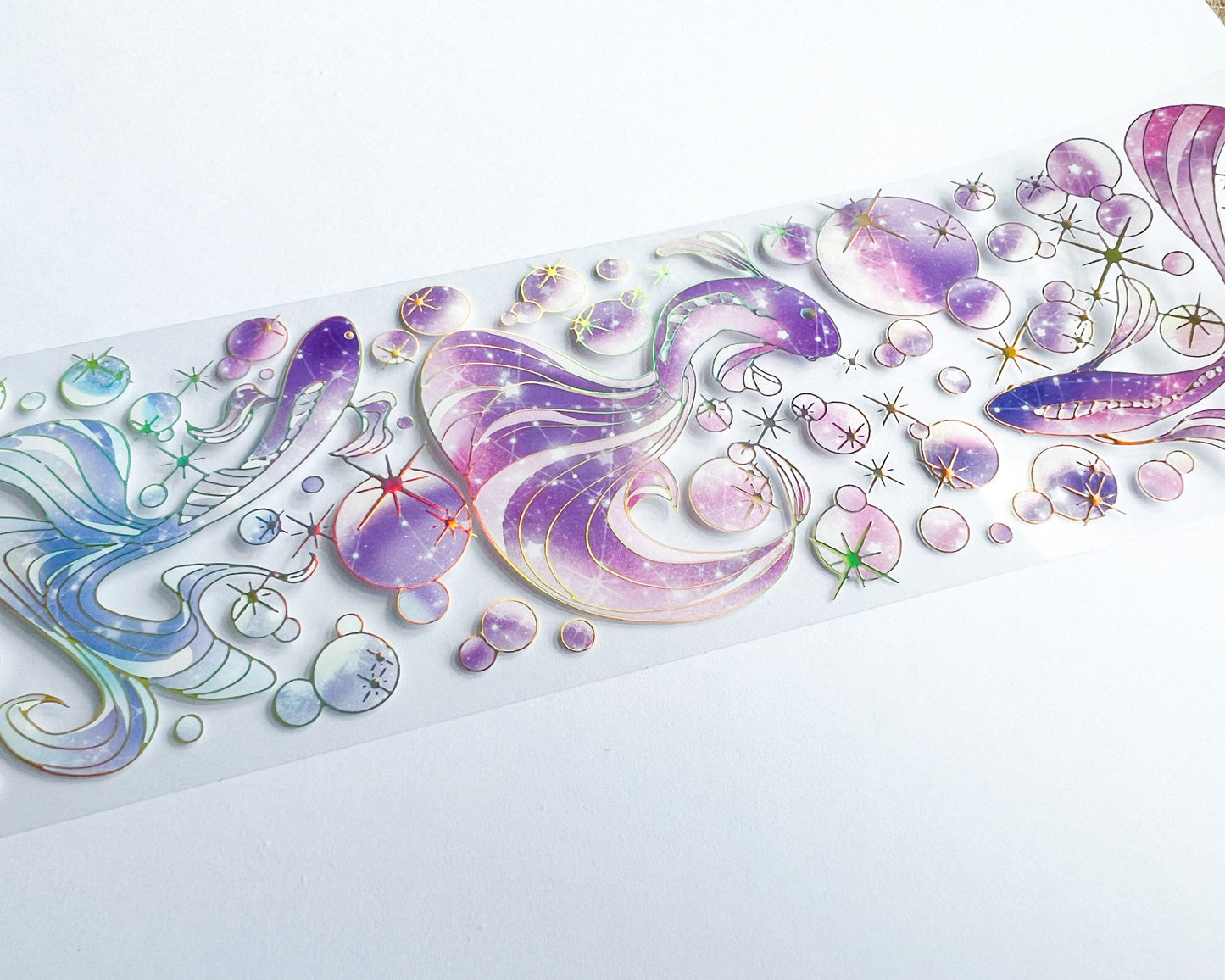 Dreamy Koi Fish PET Decorative Tape with Foil Accents