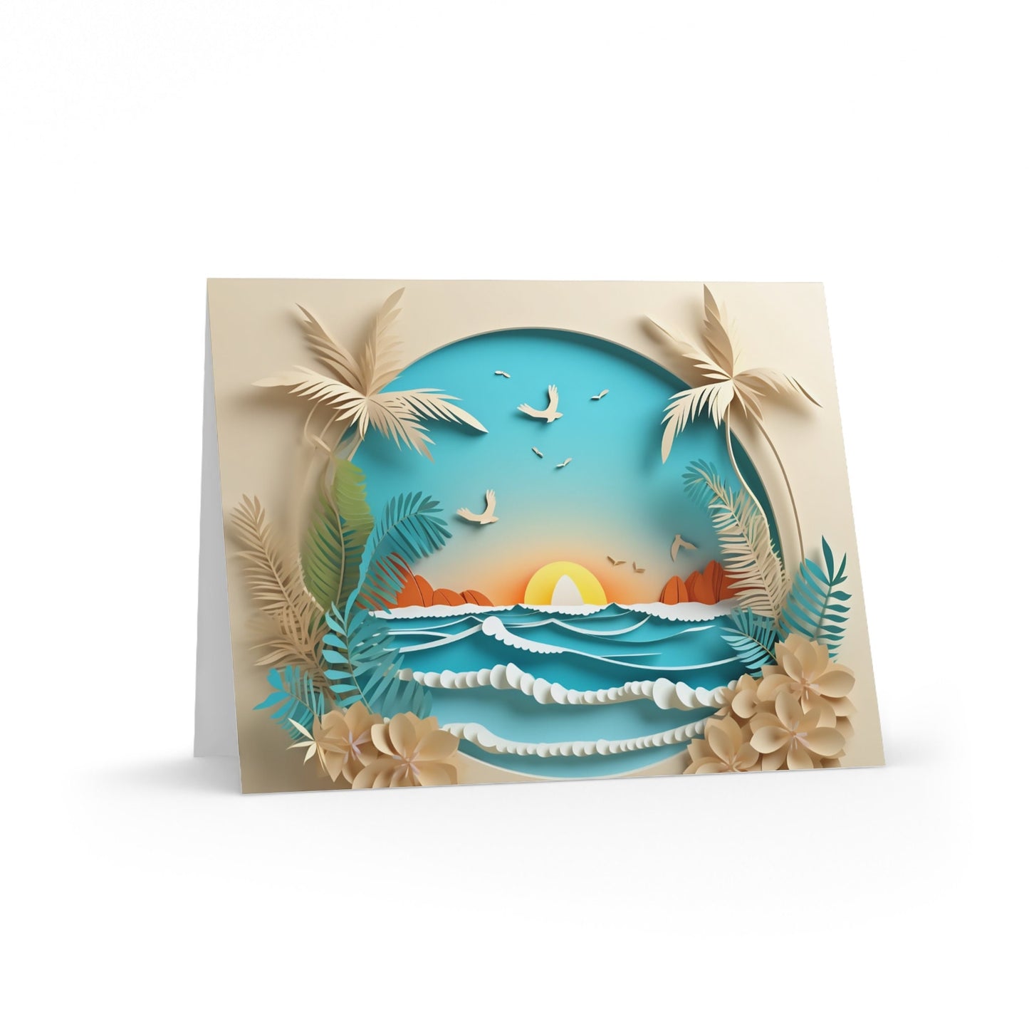 Beach Themed Blank Greeting Cards Stationery Set (8, 16, and 24 pcs)