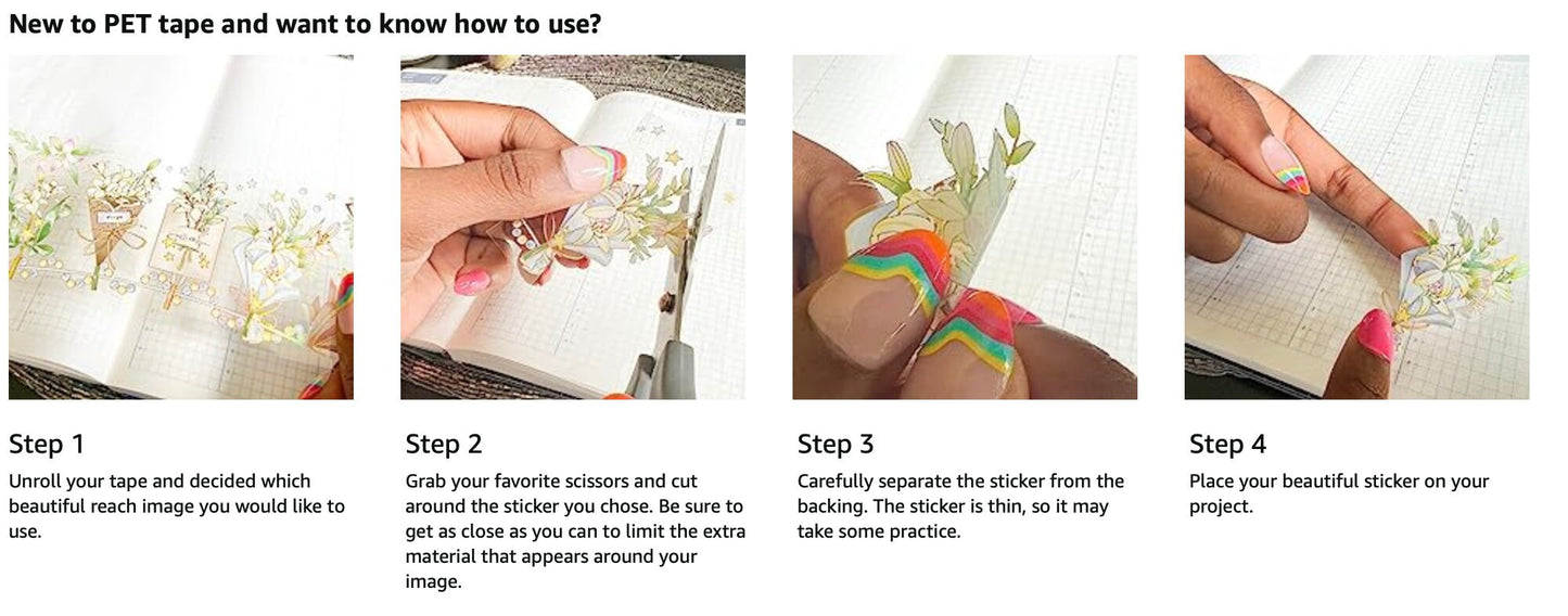 Country Florals PET Decorative Tape with Foil Accents