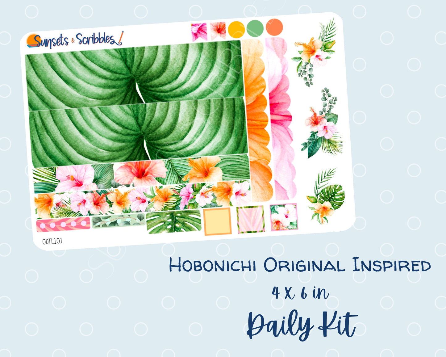Tropical Leaves Hobonichi Original Daily Planner Sticker Kit