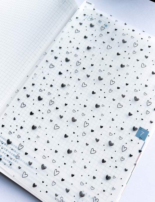 Doodle Hearts Pencil Board | Hobonichi, Travelers Notebook Passport, A5, A6, Weeks