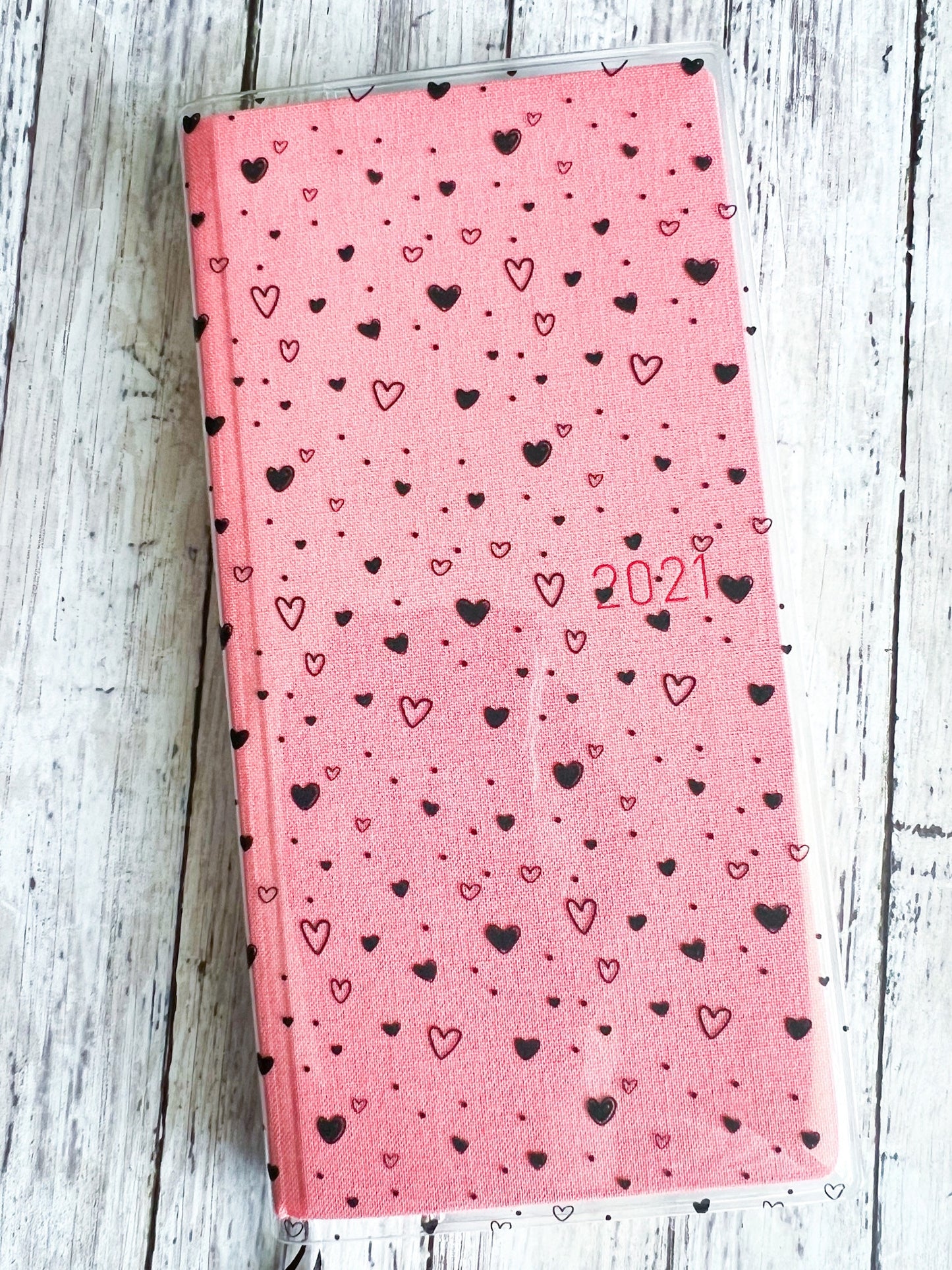 Doodle Hearts Clear Planner Cover