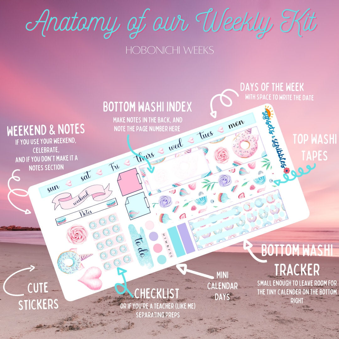 Watercolor galaxy Hobonichi Weeks Weekly Stickers