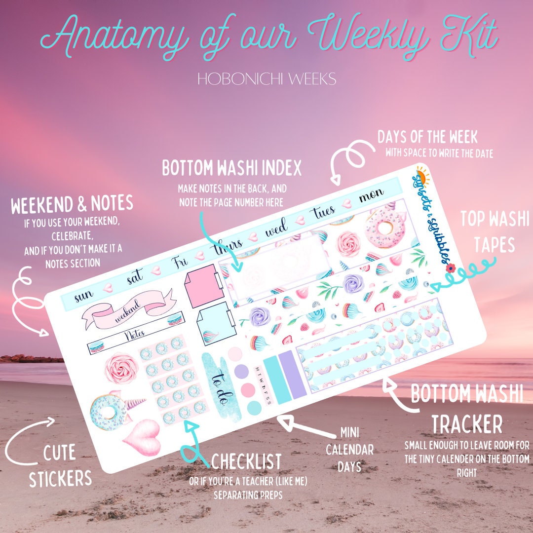 Hydrangea Hobonichi Weeks Weeky Sticker Kit