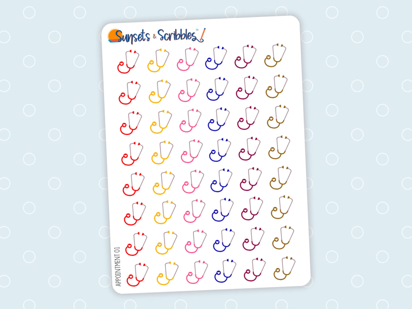 Rainbow stethoscope appointment reminder stickers | Planner Stickers