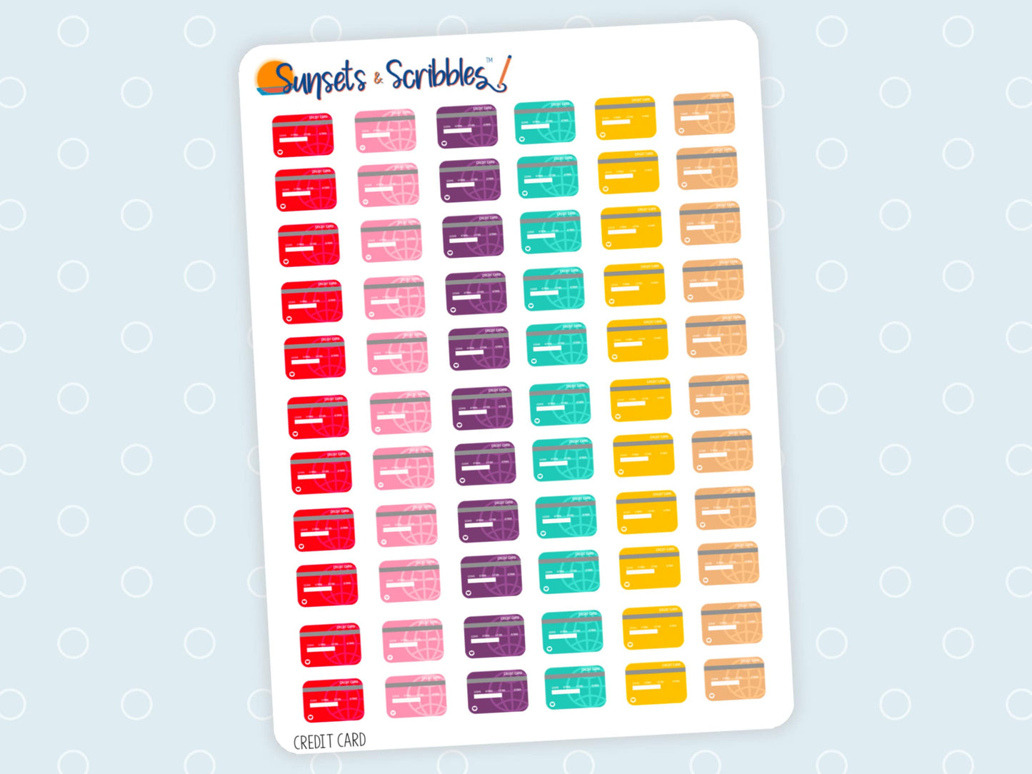 Rainbow Credit Card, Bill Reminder Stickers