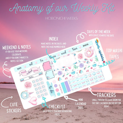Watercolor Sea Hobonichi weeks Weekly Stickers
