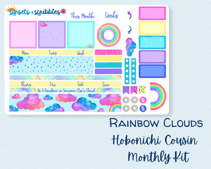 Rainbow Cloud Hobonichi Cousin Monthly Planner Stickers