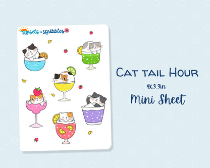 Cocktail Glass Cat Stickers
