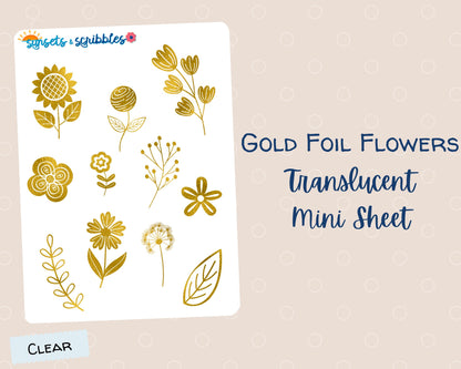 Gold Foil Flower Clear Stickers