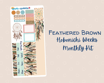 Feathered Brown Hobonichi Weeks Monthly Planner Sticker