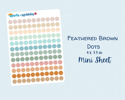Feathered Brown Translucent Dots Stickers