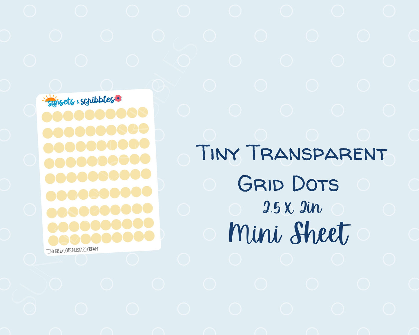 Tiny Translucent Solid Color Grid Dot Stickers