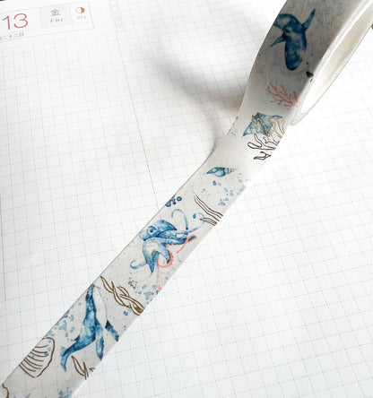 Watercolor Sea Foil Creatures Decorative Washi Tape