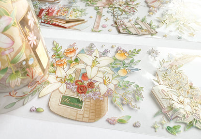 Country Florals PET Decorative Tape with Foil Accents