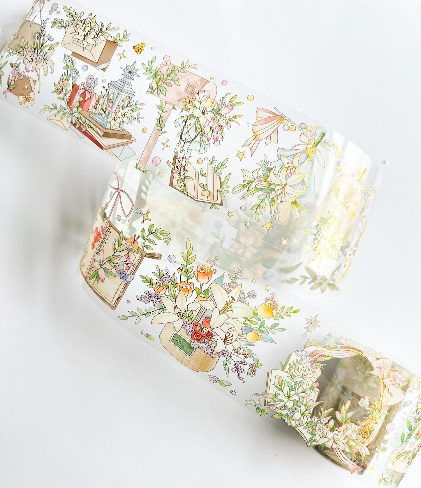 Country Florals PET Decorative Tape with Foil Accents