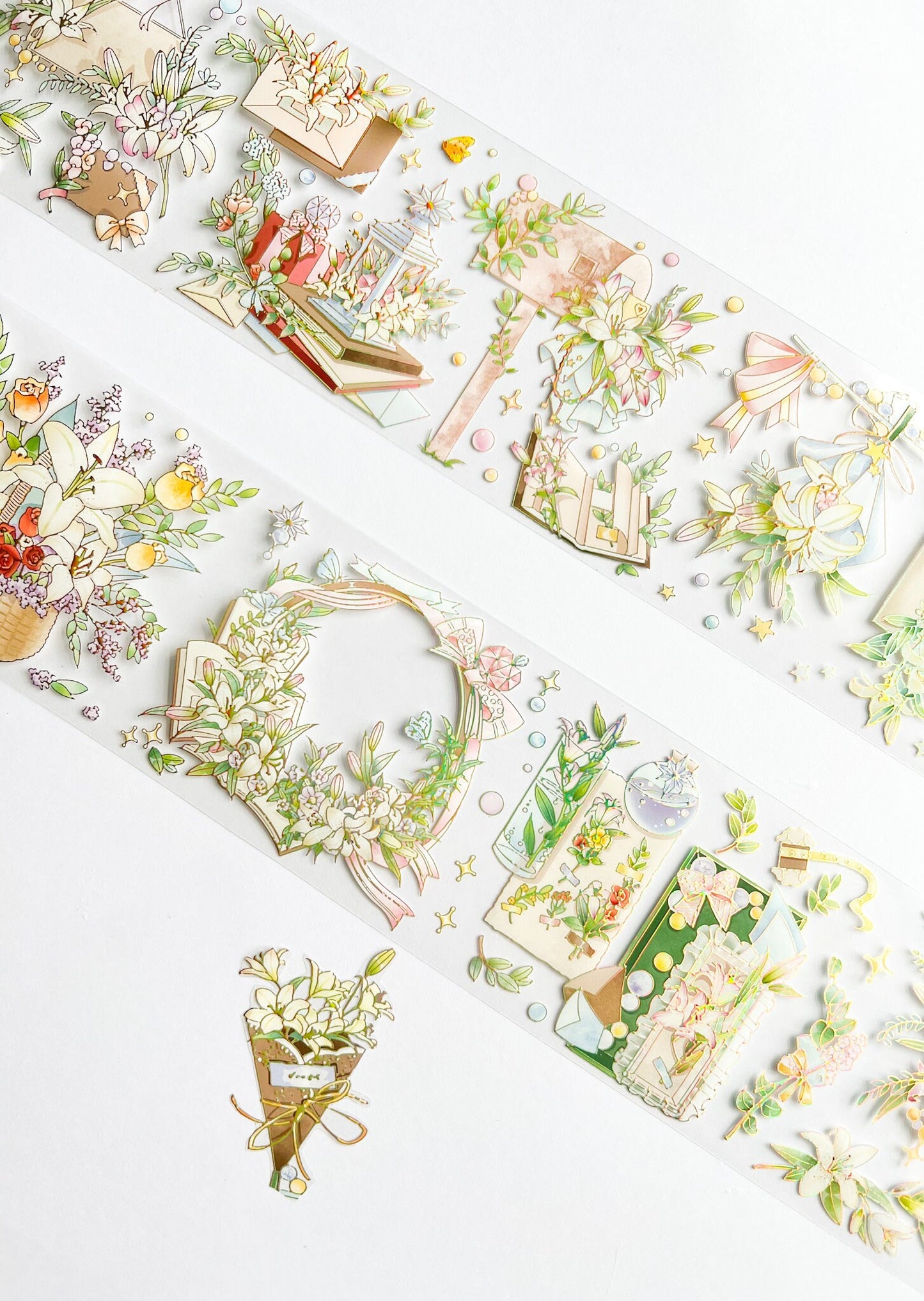 Country Florals PET Decorative Tape with Foil Accents