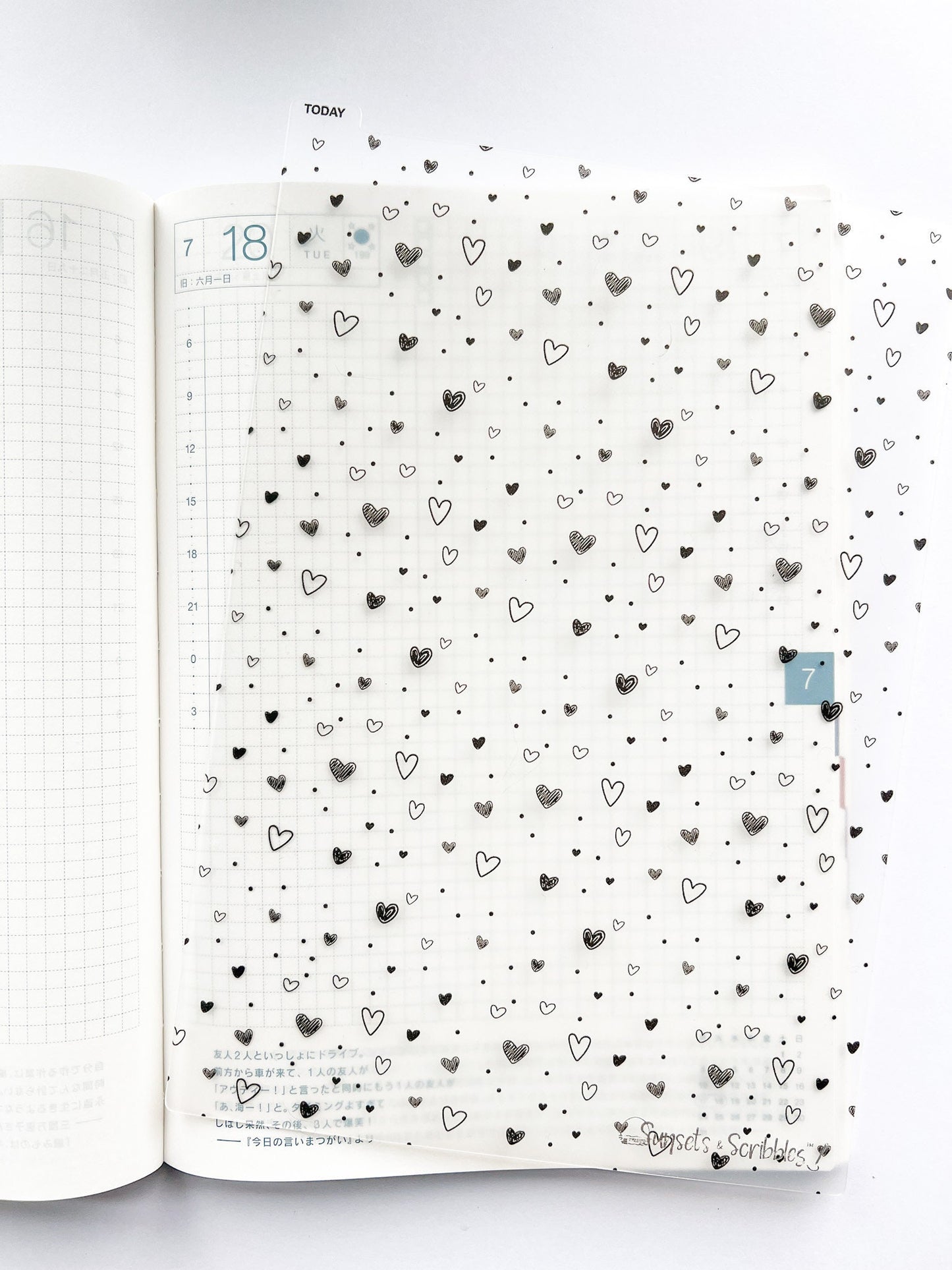 Doodle Hearts Pencil Board | Hobonichi, Travelers Notebook Passport, A5, A6, Weeks