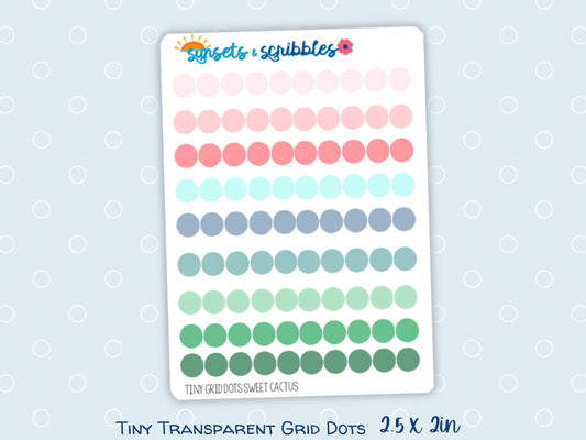 "Sweet Cactus" Color-Way Tiny translucent Grid Dots Stickers