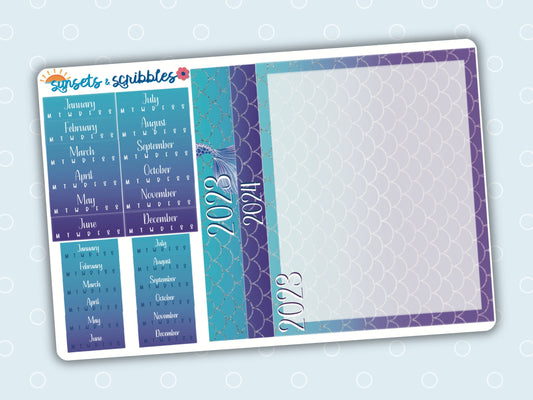 Mermaid Hobonichi Cousin Year-at-a-Glance Planner Stickers 2023, 2024, 2025