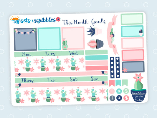 Cactus Hobonichi Cousin Monthly Planner Stickers