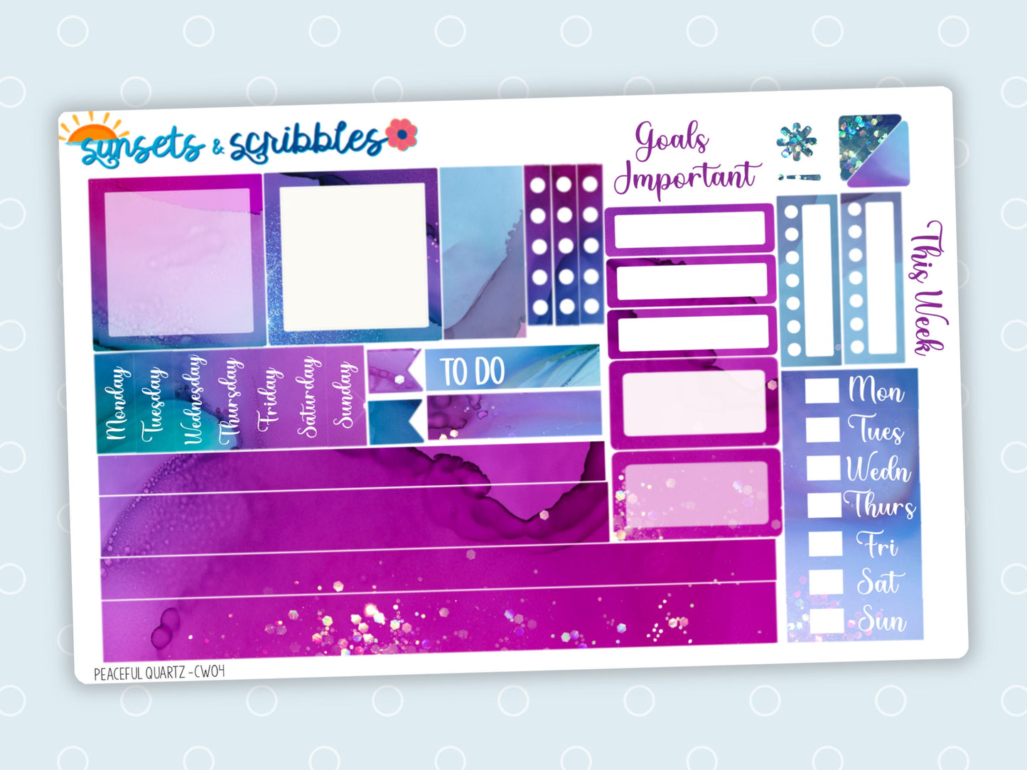 Peaceful Quartz Hobonichi Cousin Weekly Planner Sticker Kit