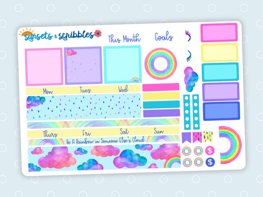 Rainbow Cloud Hobonichi Cousin Monthly Planner Stickers