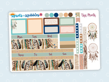 Feathered Brown Hobonichi Cousin Monthly Planner Stickers