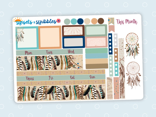 Feathered Brown Hobonichi Cousin Monthly Planner Stickers
