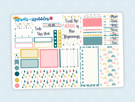 Boho Raindrop Hobonichi Cousin Weekly Planner Stickers