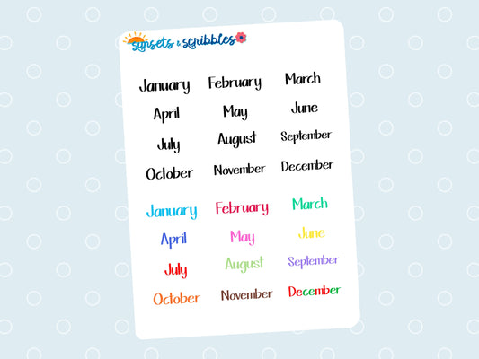 Small Month Stickers