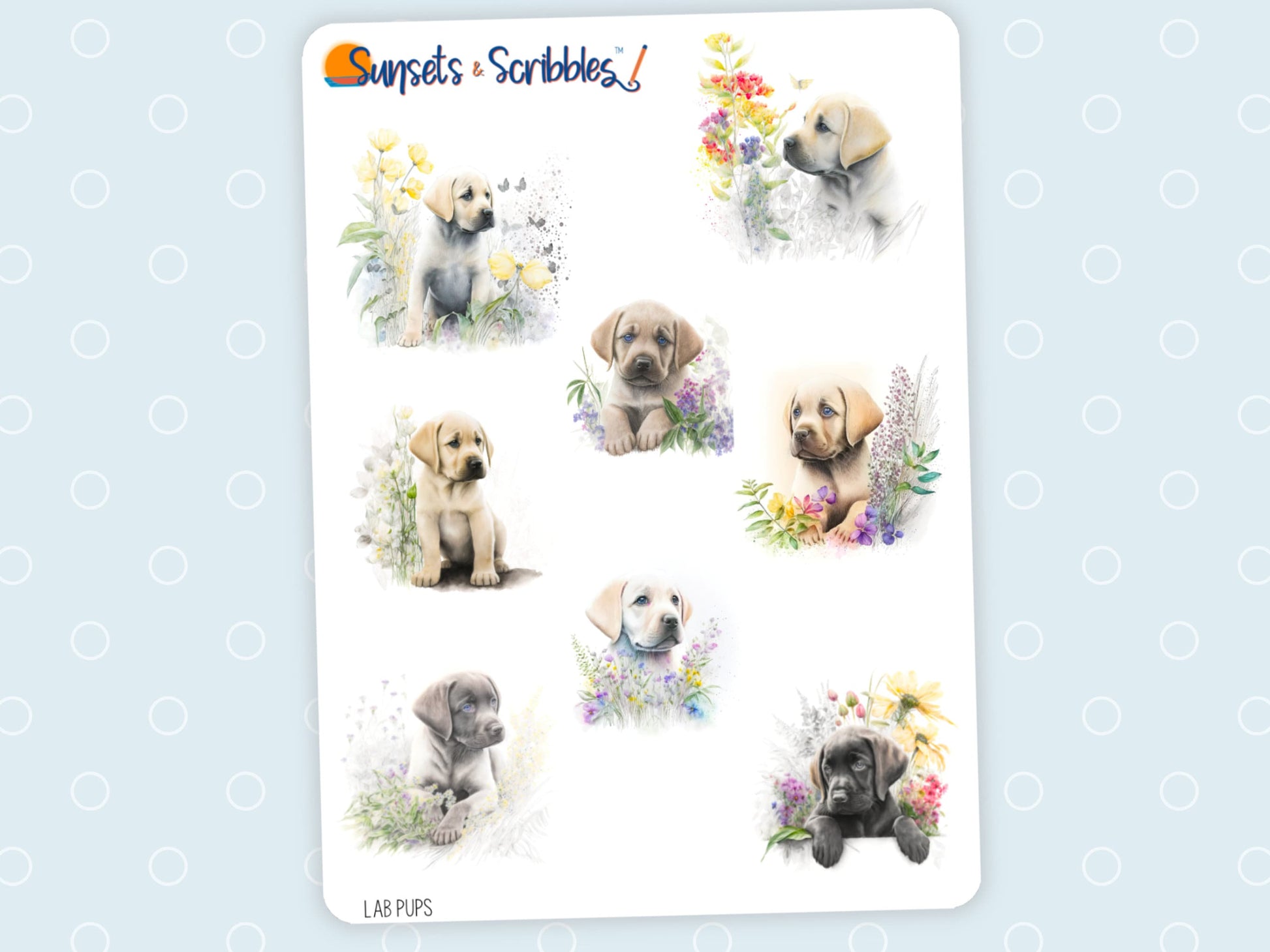 Puppy stickers | Labrador Retriever stickers | Planner stickers | Bullet journal stickers