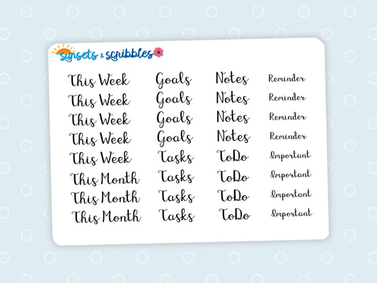 Lettered Font Clear Stickers