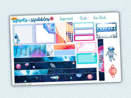 Welcome spaceman Hobonichi Cousin Weekly Stickers